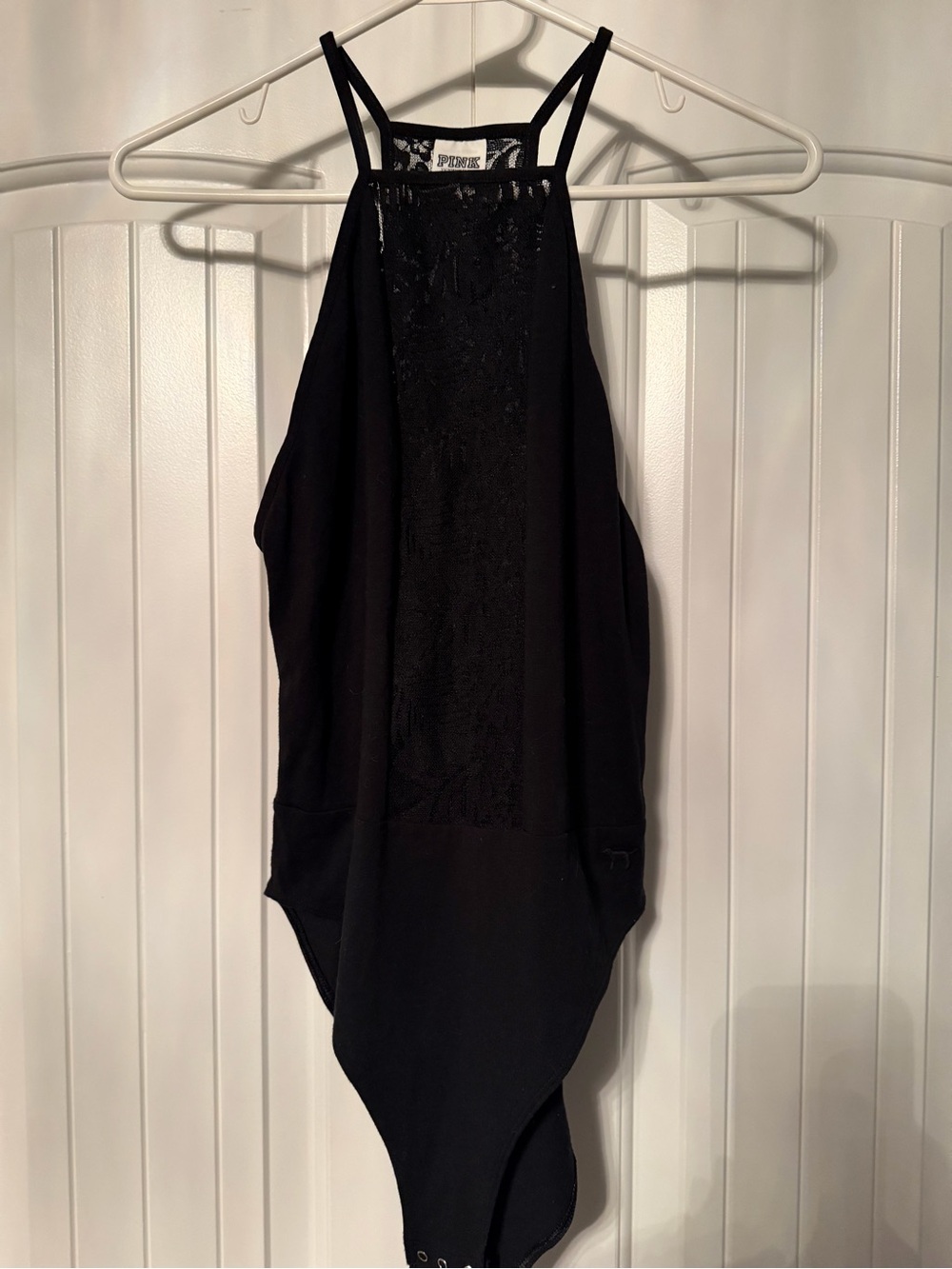 Black Lace-Panel Bodysuit